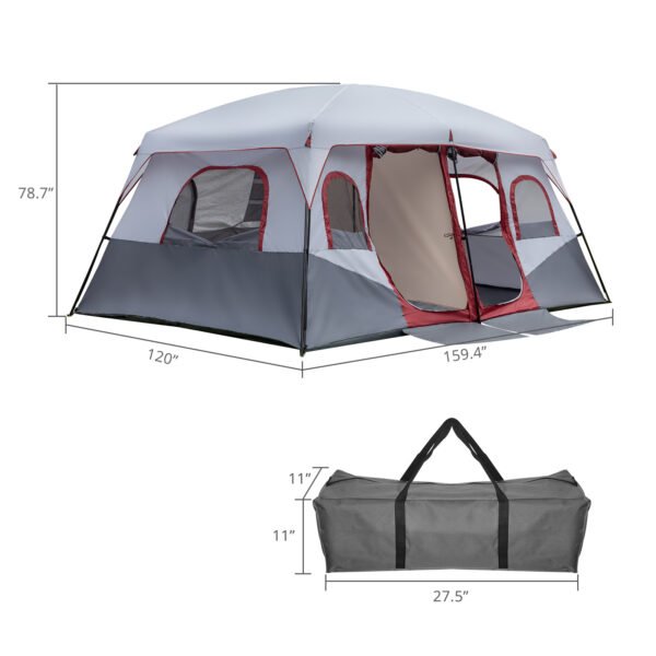11d3c58f-2a8d-4687-a60e-c52651ad842d.jpg 10 Person Red, White, And Gray Two Room Camping Tent