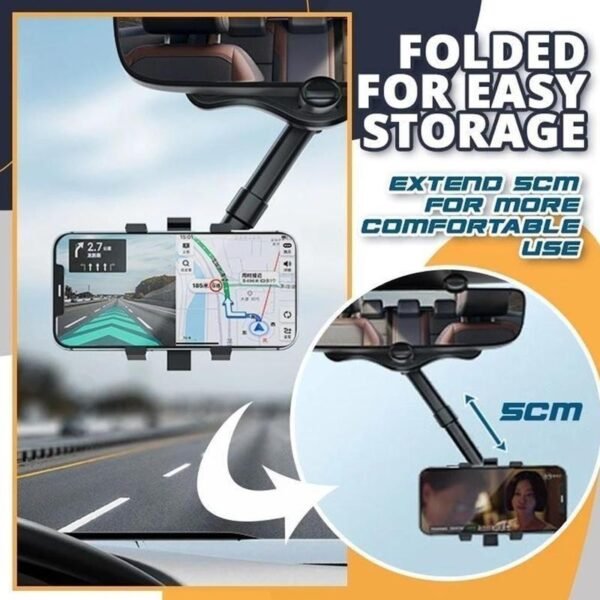 21d77800-4119-4872-987e-6b7ca56a68bd.jpg Rearview Mirror Phone Holder For Car Rotatable And Retractable Car Phone Holder Multifunctional 360 Rear View Mirror Phone Holder Suitable For All Mobile Phones And All Car