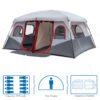 10 Person Red, White, And Gray Two Room Camping Tent