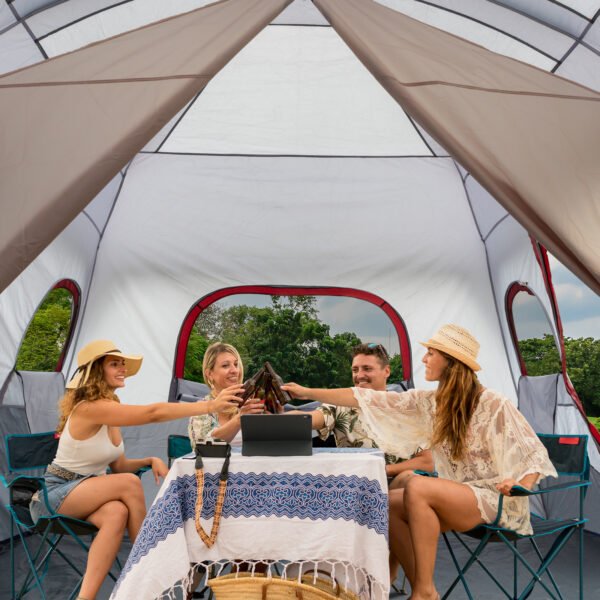 6f455b9f-d674-469b-af02-9ba0f70adcce.jpg 10 Person Red, White, And Gray Two Room Camping Tent