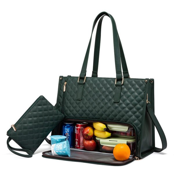 O1CN0163yt291l4sgNV6puf_2218200974766-0-cib.jpg Fashionable Lunch Tote Bag Women's Thermal Insulation Lunch Box Leak-proof Crossbody Computer Storage Bag Quilted Large Capacity Handbag With Purse