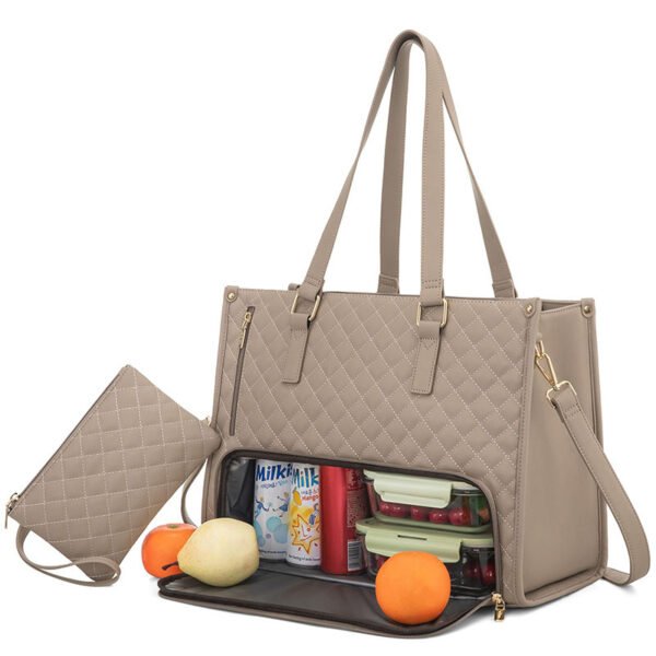 O1CN01ImRY1G1l4sgJj45un_2218200974766-0-cib.jpg Fashionable Lunch Tote Bag Women's Thermal Insulation Lunch Box Leak-proof Crossbody Computer Storage Bag Quilted Large Capacity Handbag With Purse
