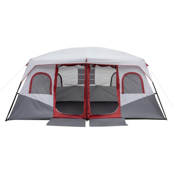 aeba5437-8db6-4172-a53e-c4a601bc5a7e.jpg 10 Person Red, White, And Gray Two Room Camping Tent