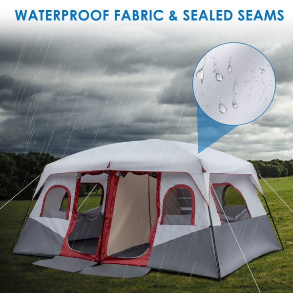d10c88dc-068c-4909-9cb4-830a9e27e009.jpg 10 Person Red, White, And Gray Two Room Camping Tent
