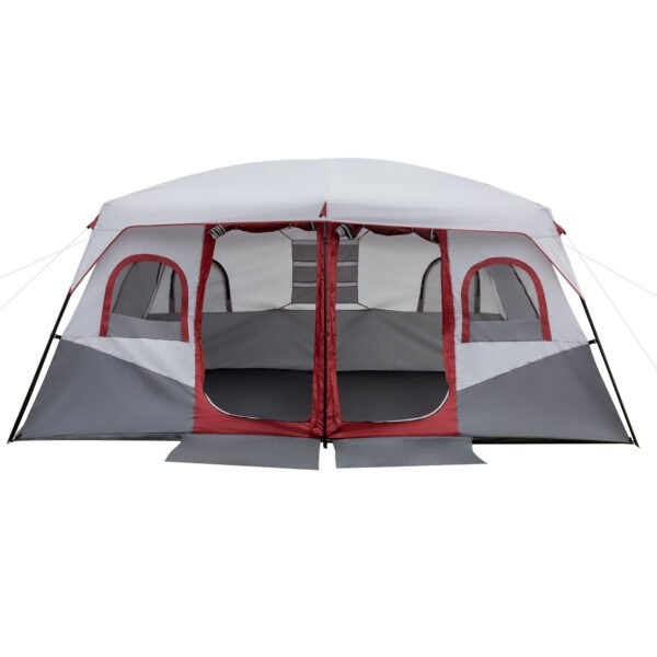 e54c00bc-c22e-406b-bb5e-85778691a998.jpg 10 Person Red, White, And Gray Two Room Camping Tent