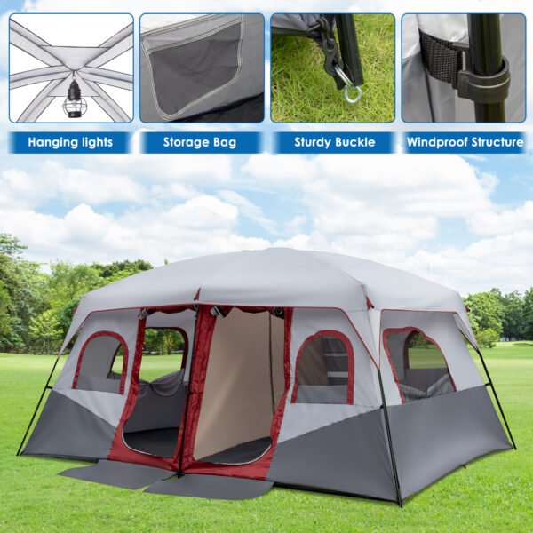 f59d3e7b-55bc-4f95-99e7-088ad04a47e9.jpg 10 Person Red, White, And Gray Two Room Camping Tent